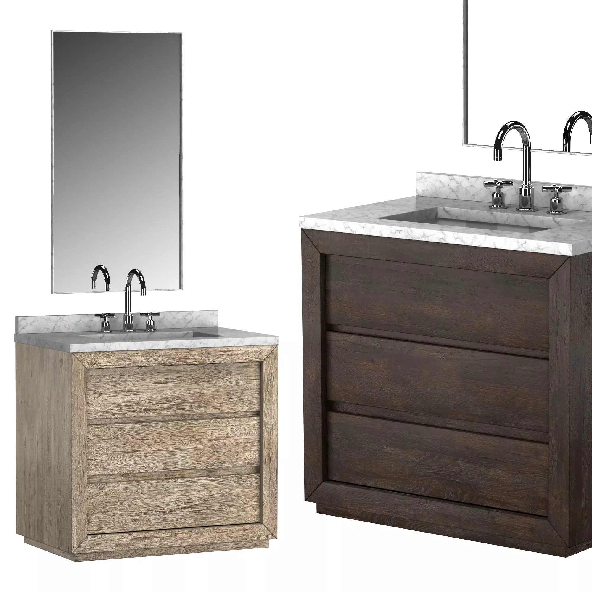 RECLAIMED OAK SINGLE VANITY 3D model_0