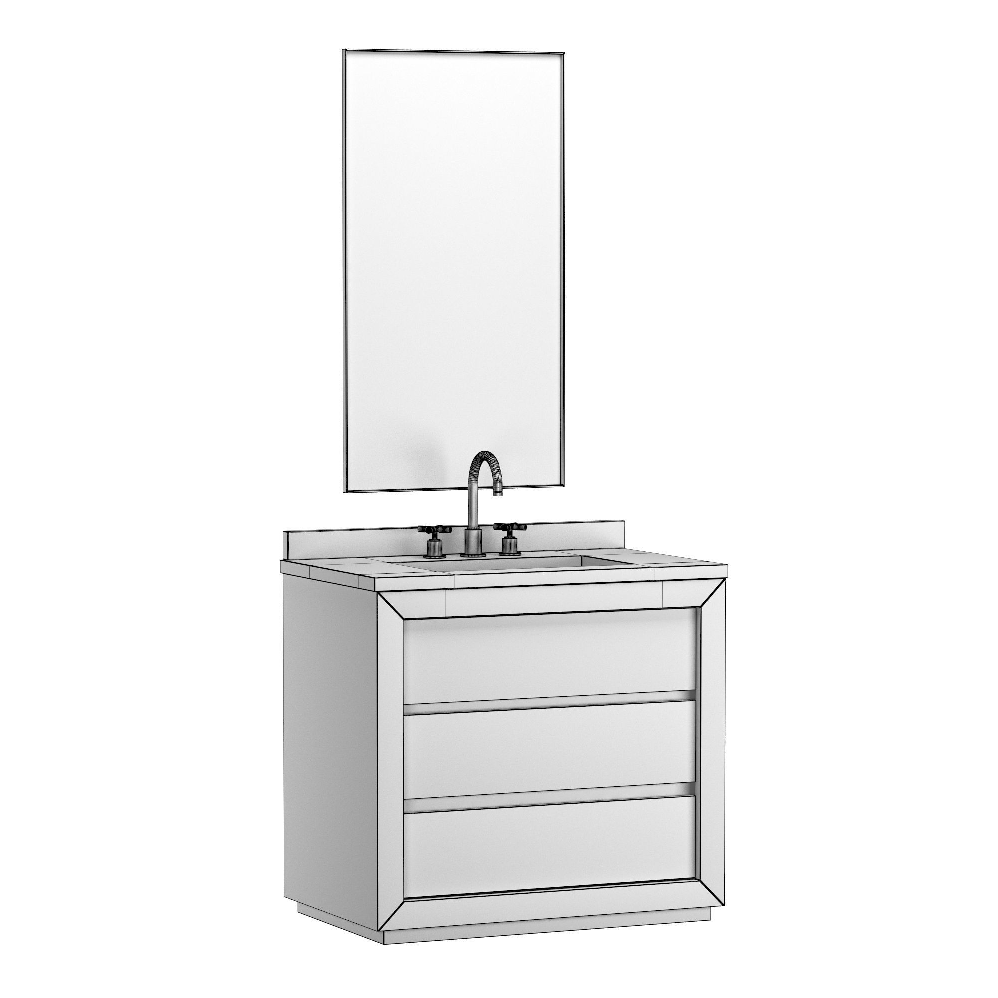 RECLAIMED OAK SINGLE VANITY 3D model_7