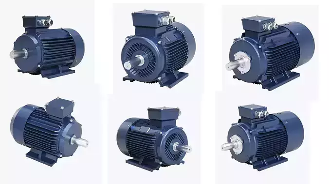 Electric motor 6 pcs 3D Model Collection