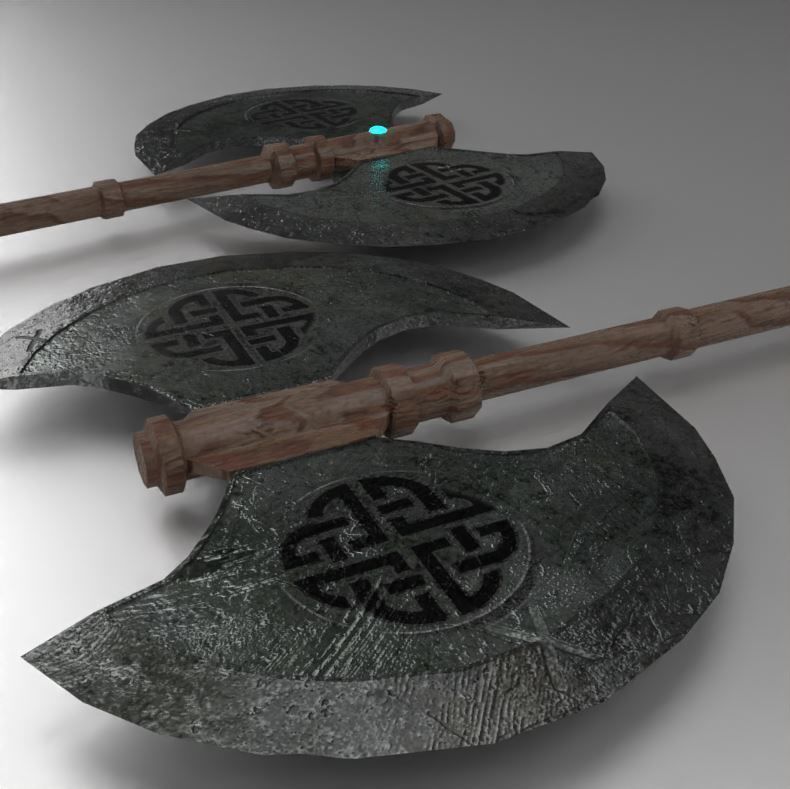 Battle Axe 3D model_2