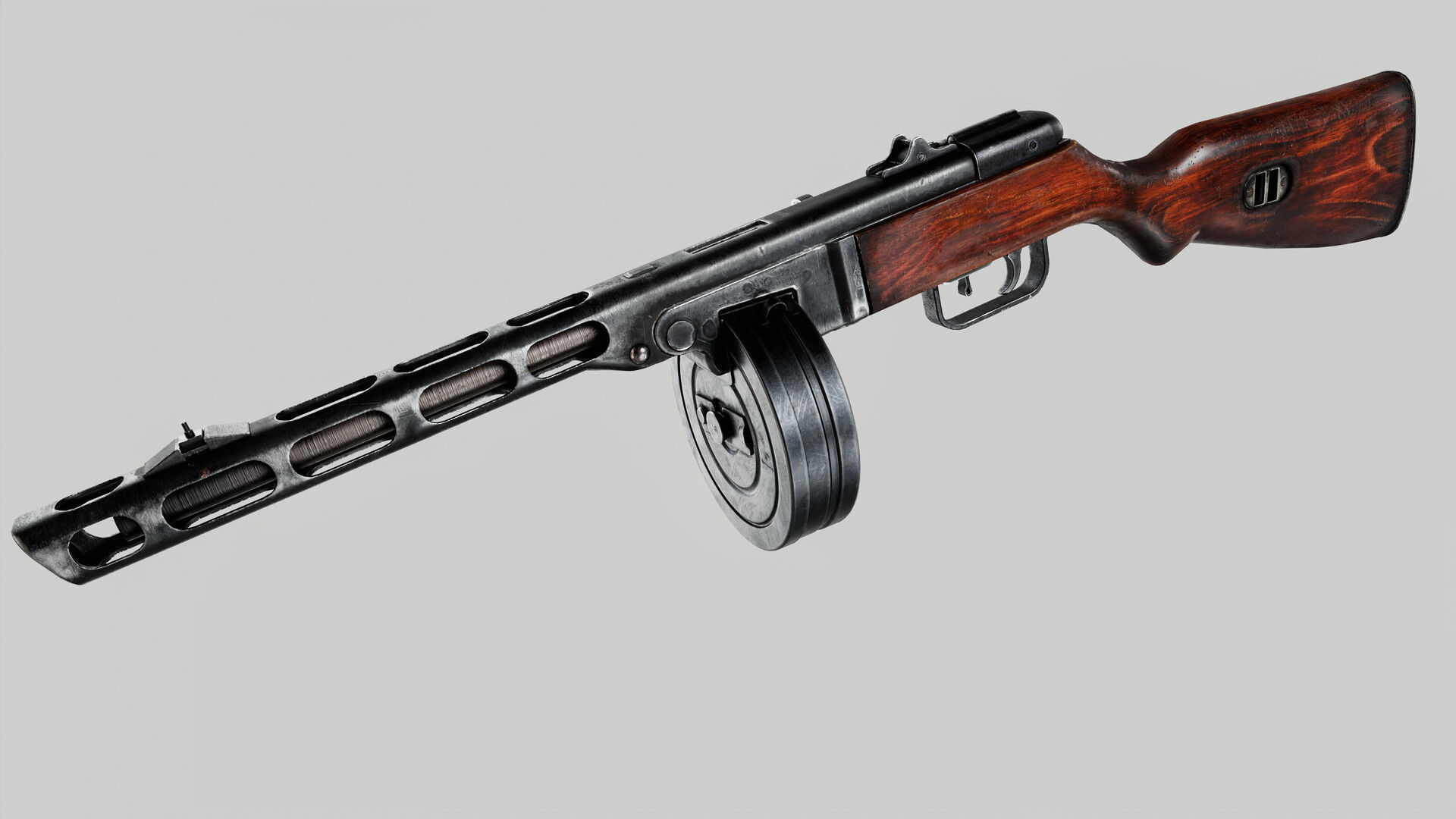 PPSh-41 soviet submachine gun PBR lowpoly 3d model Low-poly 3D model_3