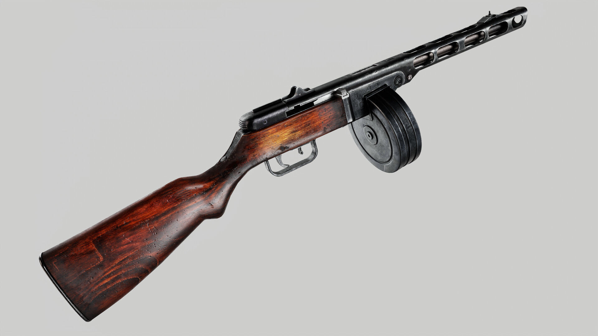 PPSh-41 soviet submachine gun PBR lowpoly 3d model Low-poly 3D model_4