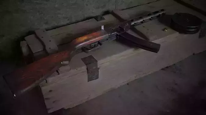 PPSh-41 soviet submachine gun PBR lowpoly 3d model Low-poly 3D model
