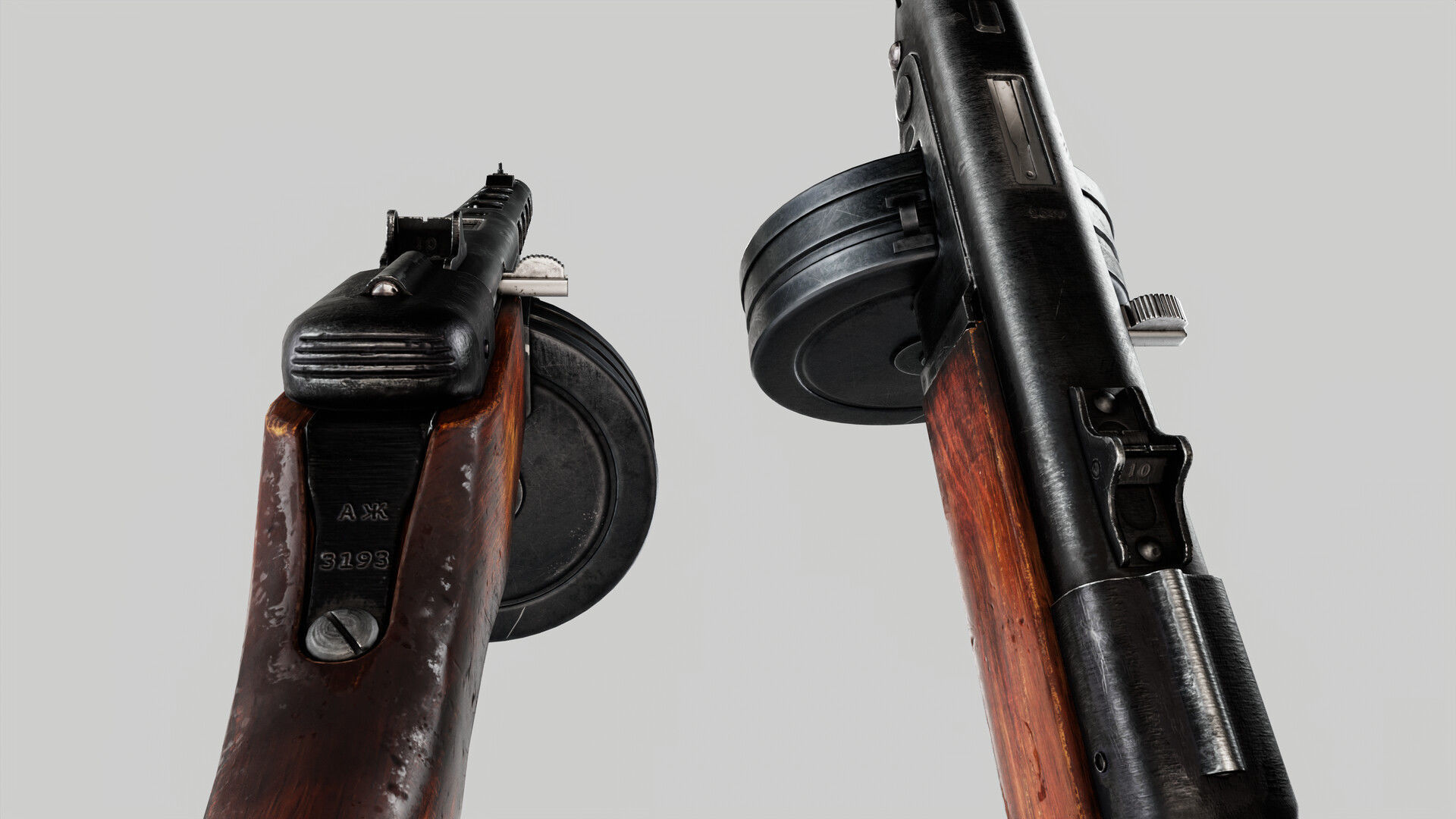 PPSh-41 soviet submachine gun PBR lowpoly 3d model Low-poly 3D model_5