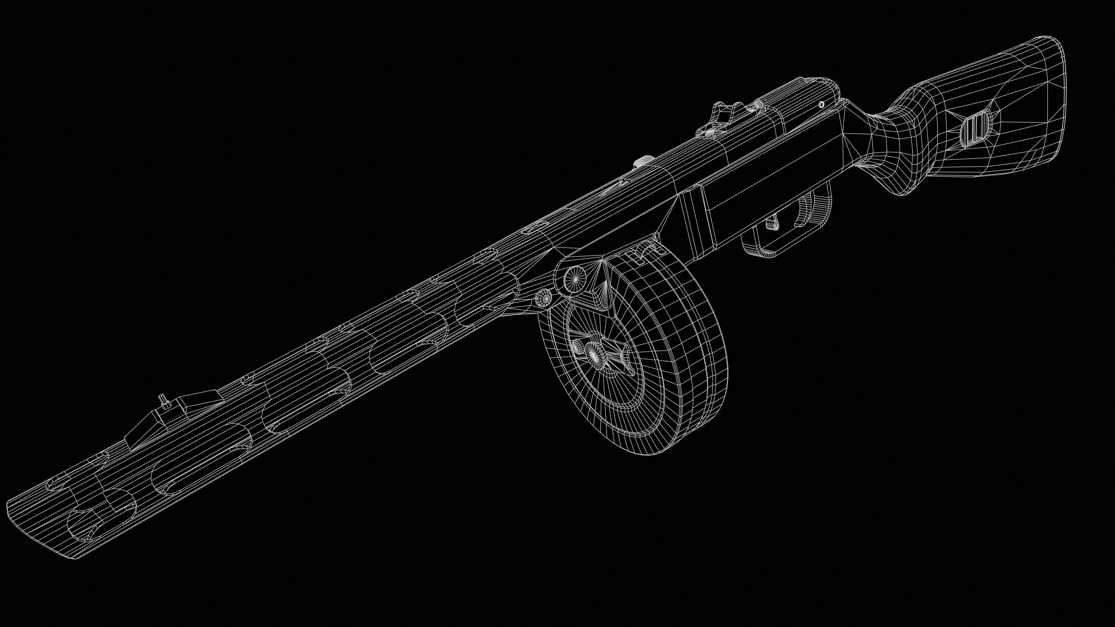 PPSh-41 soviet submachine gun PBR lowpoly 3d model Low-poly 3D model_8