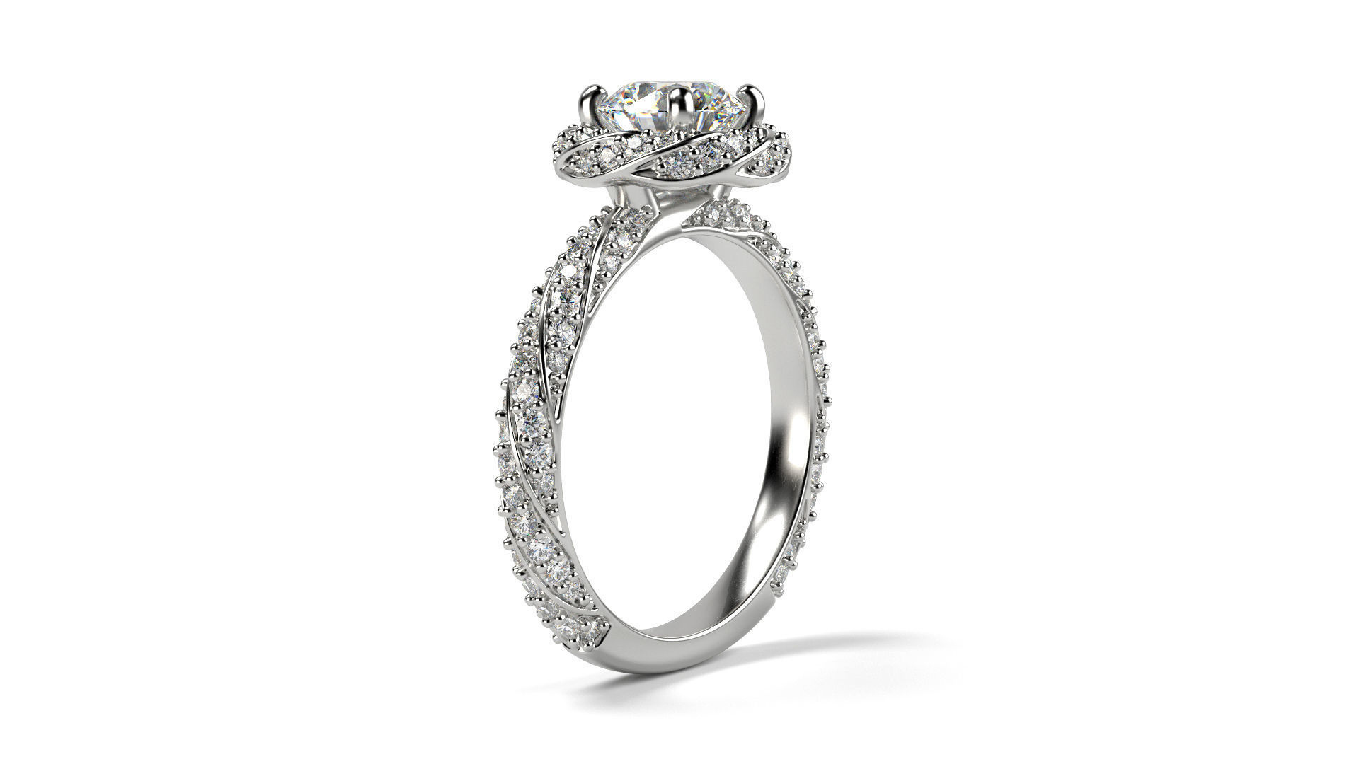 Moissanite Cordoba Diamond Ring All Sizes 3D print model_1