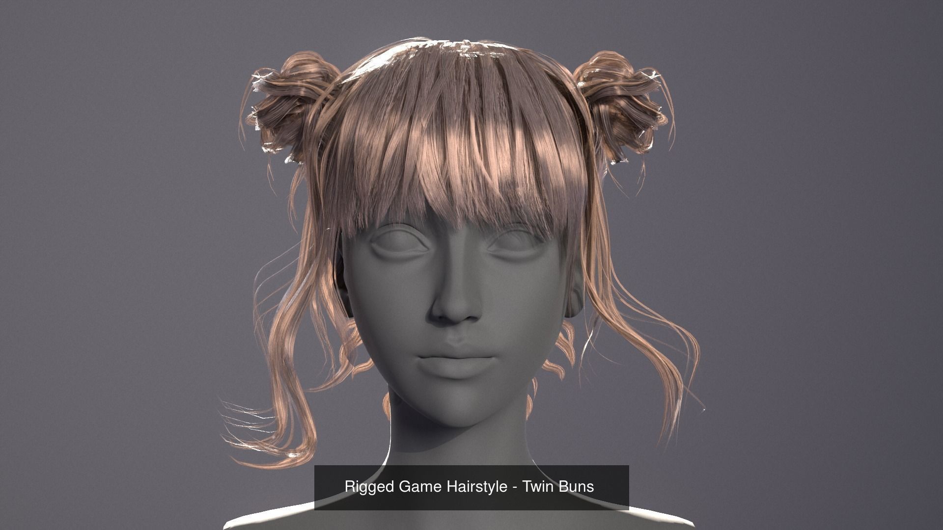 5 Realistic Long Hairstyles Pack  - Game Ready Low Poly 3D Model Collection_5