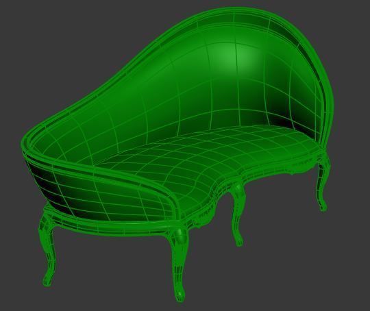 Classical sofa 3 seater Low-poly 3D model_8