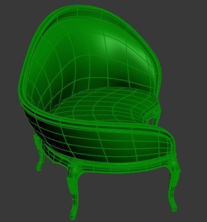 Classical sofa 3 seater Low-poly 3D model_9