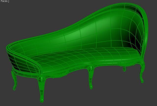 Classical sofa 3 seater Low-poly 3D model_7