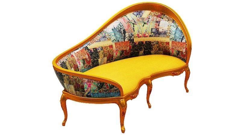 Classical sofa 3 seater Low-poly 3D model_2