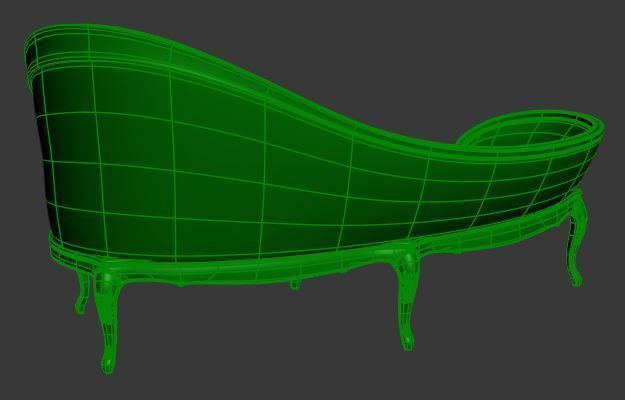 Classical sofa 3 seater Low-poly 3D model_12