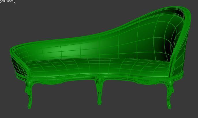 Classical sofa 3 seater Low-poly 3D model_6