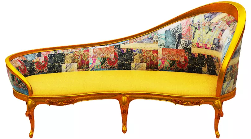 Classical sofa 3 seater Low-poly 3D model_0