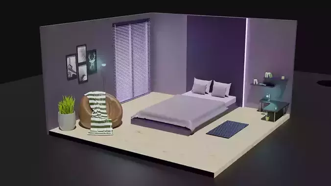 BEDROOM with walls and furniture