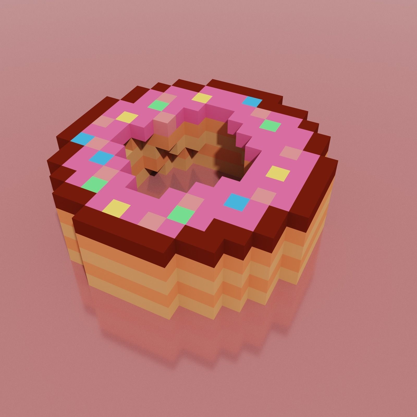 Donut 1 Voxel  Low-poly 3D model_1
