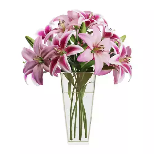 Flower Set 12 - Pink Lilies Bouquet 3D model