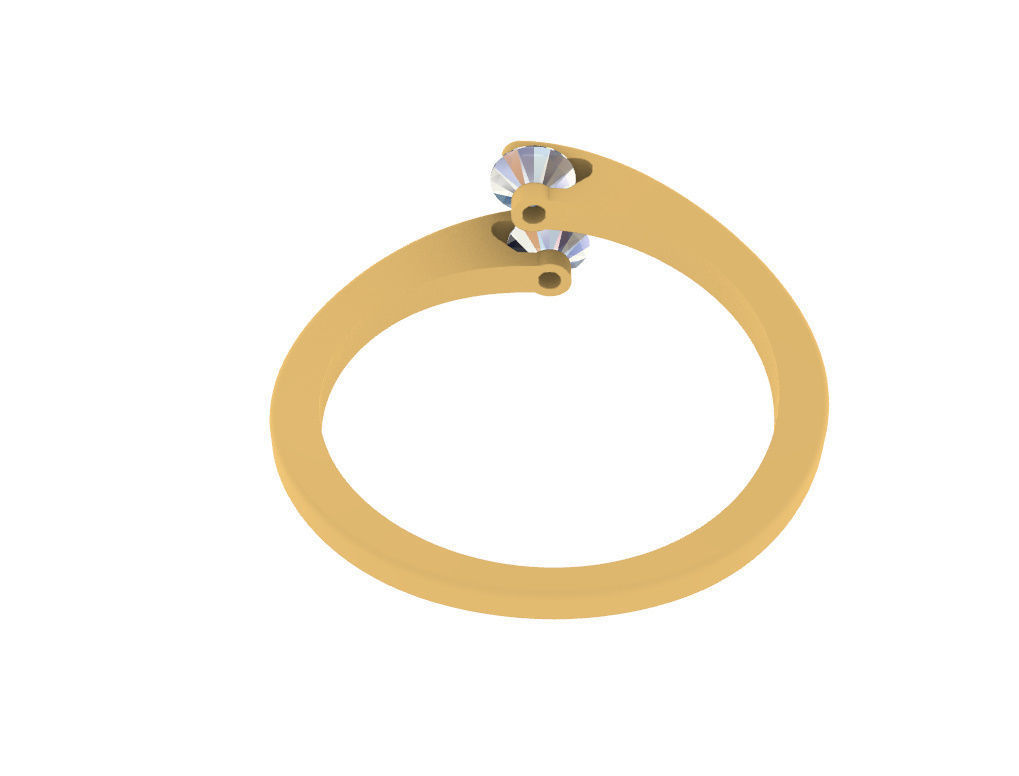 Ring with 2 gems 3D print model_11