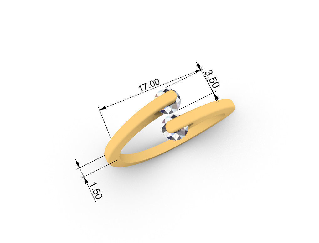Ring with 2 gems 3D print model_17