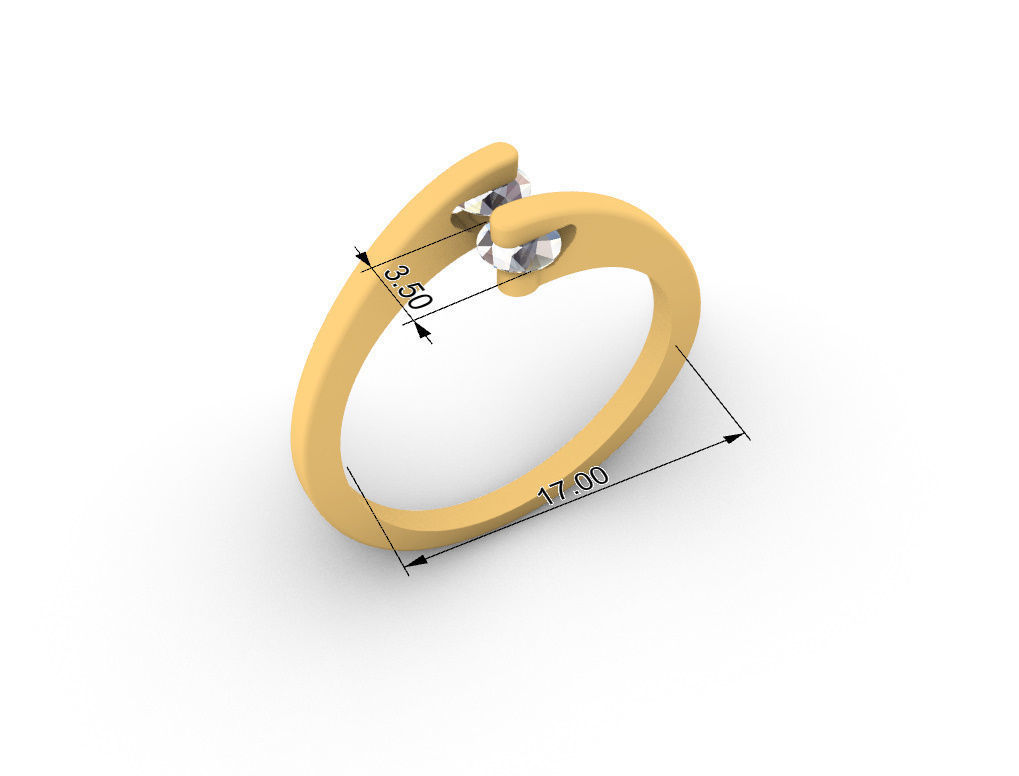 Ring with 2 gems 3D print model_16