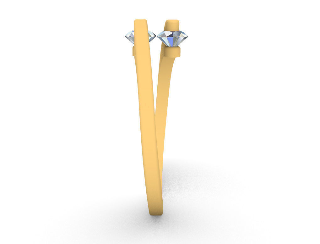 Ring with 2 gems 3D print model_13