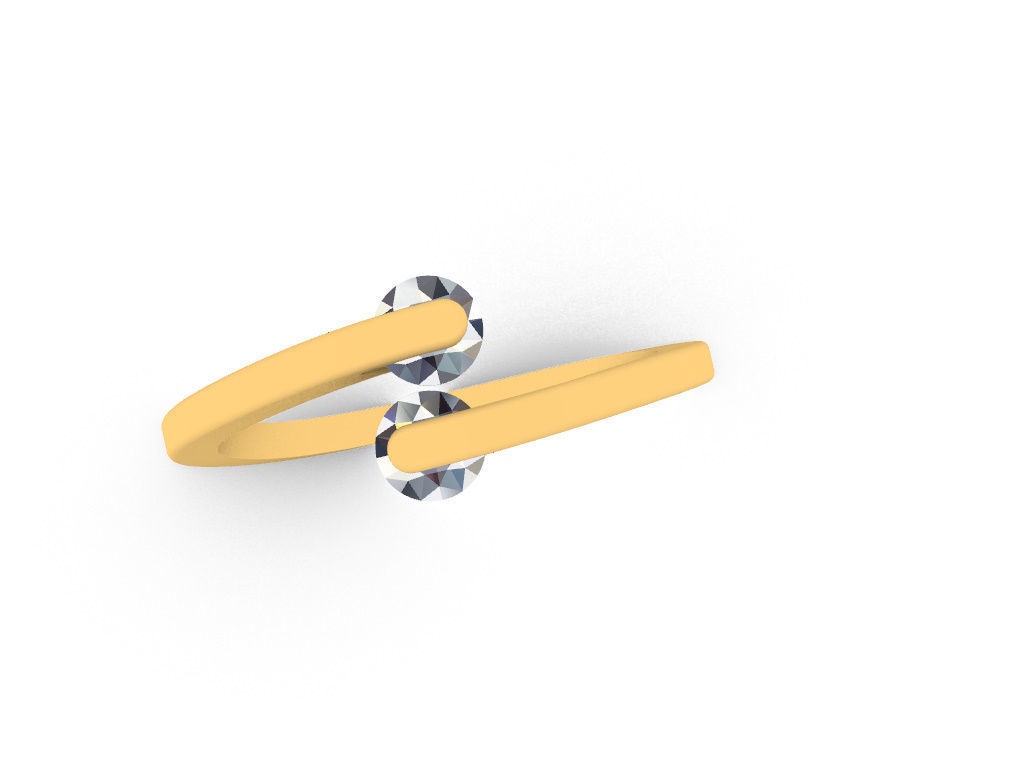 Ring with 2 gems 3D print model_8