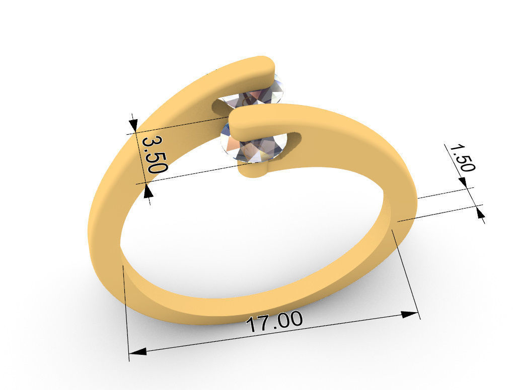 Ring with 2 gems 3D print model_20