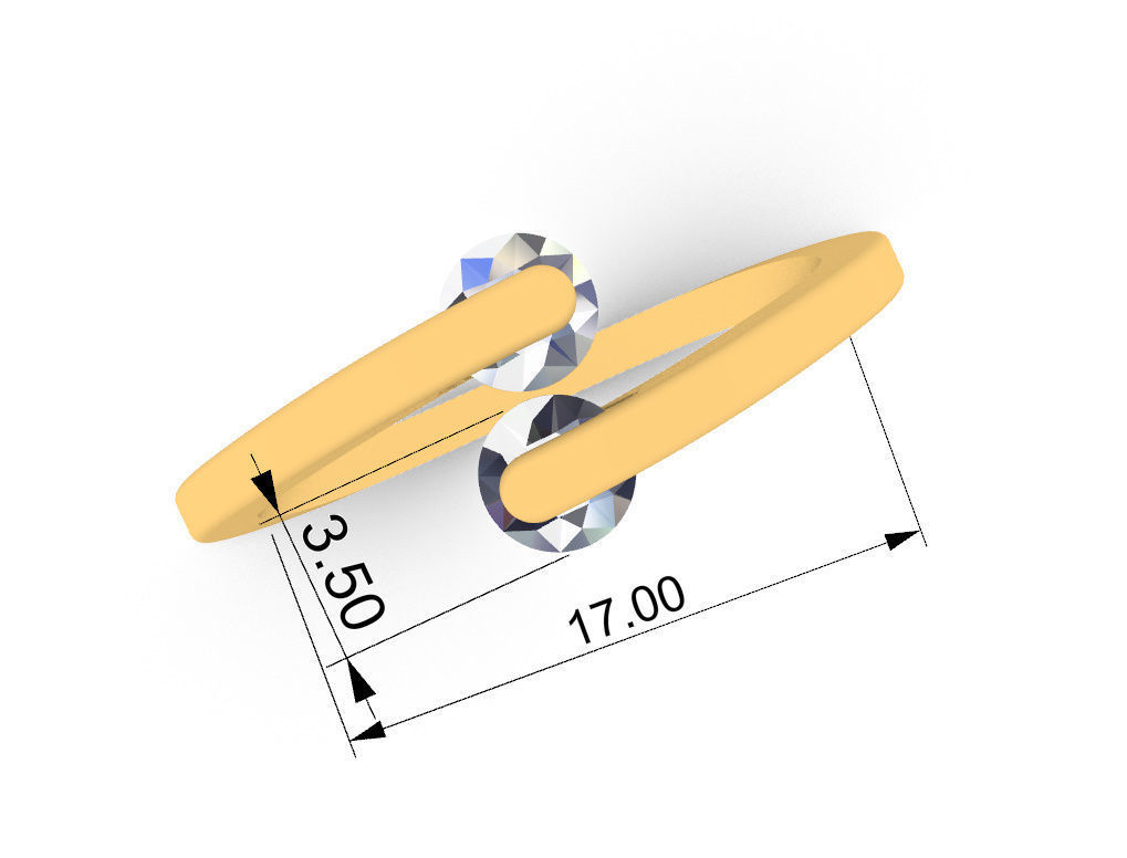 Ring with 2 gems 3D print model_14