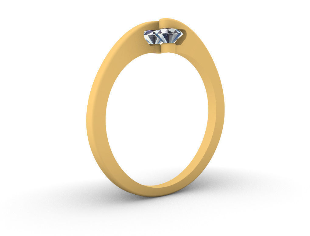 Ring with 2 gems 3D print model_10