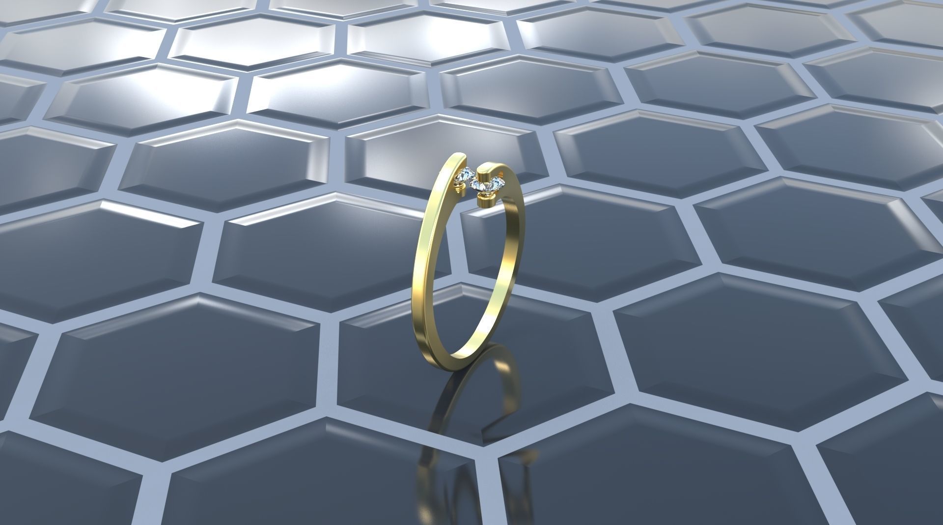 Ring with 2 gems 3D print model_1