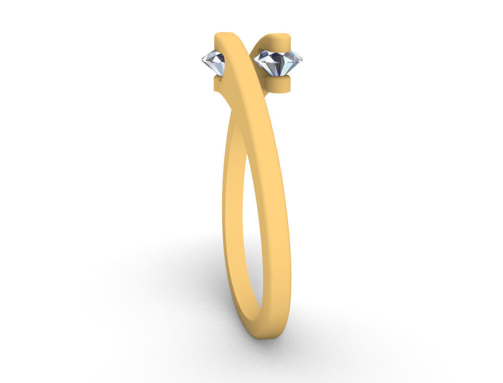 Ring with 2 gems 3D print model_9