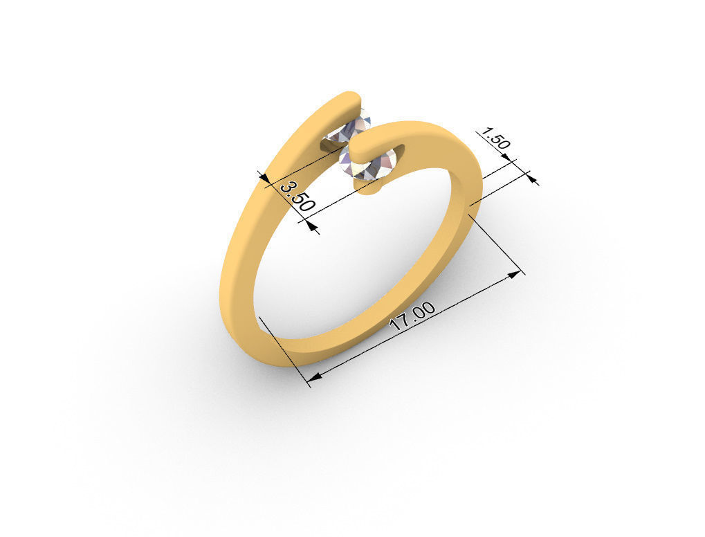 Ring with 2 gems 3D print model_19