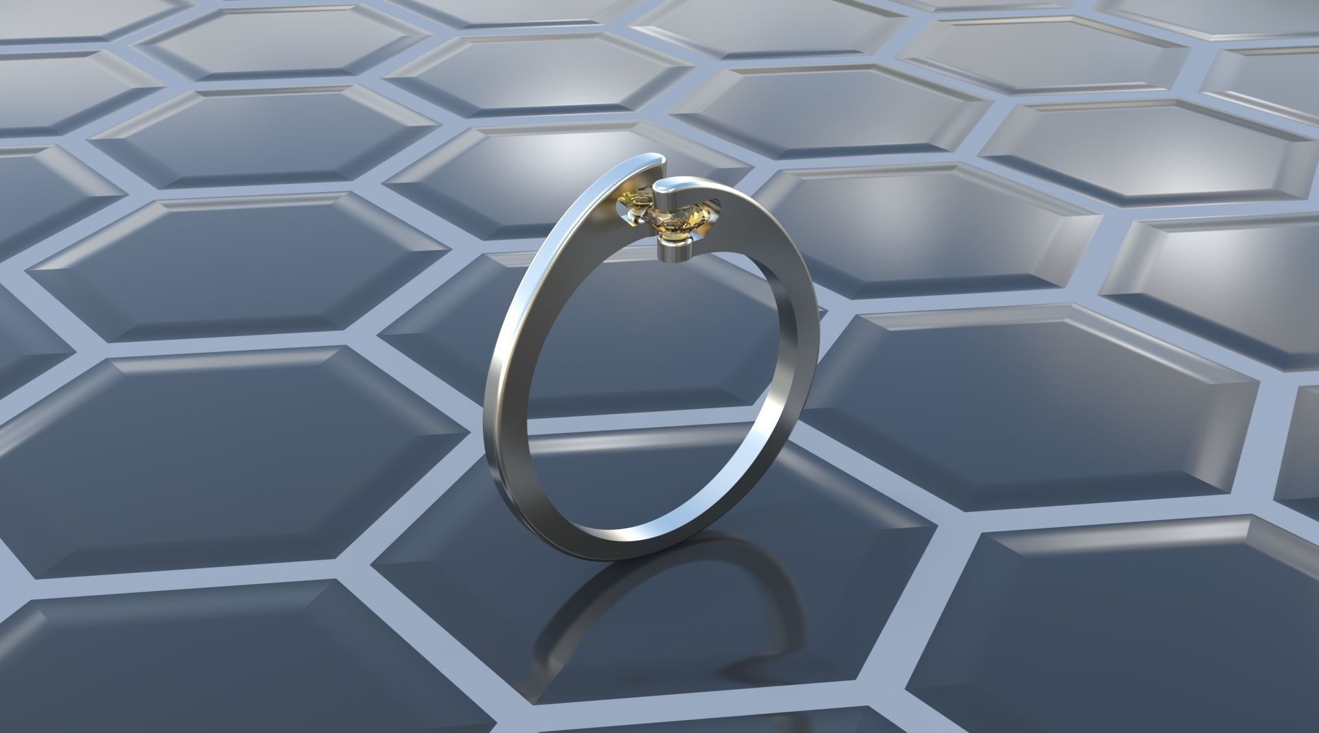 Ring with 2 gems 3D print model_6