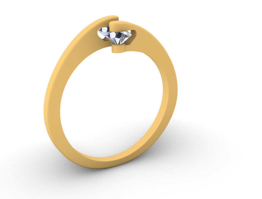 Ring with 2 gems 3D print model_7