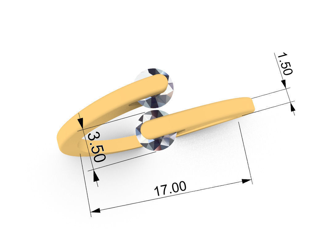 Ring with 2 gems 3D print model_21