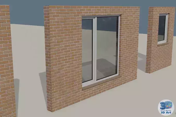 Modular walls Low-poly 3D model 7