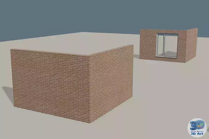 Modular walls Low-poly 3D model 5