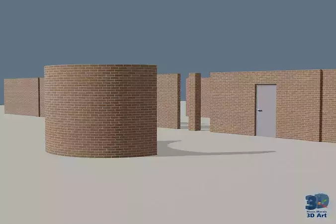 Modular walls Low-poly 3D model 3