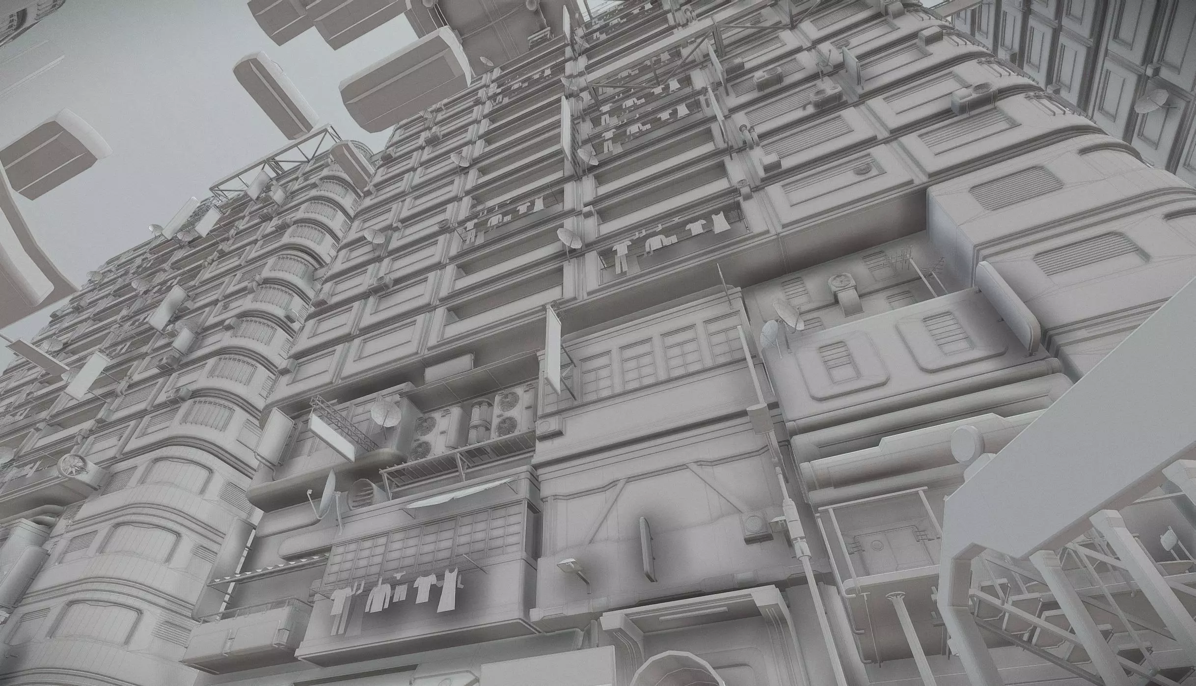 Cyberpunk City Kitbash Low-poly 3D model