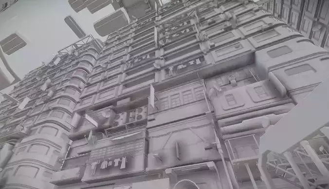 Cyberpunk  City Kitbash Low-poly 3D model
