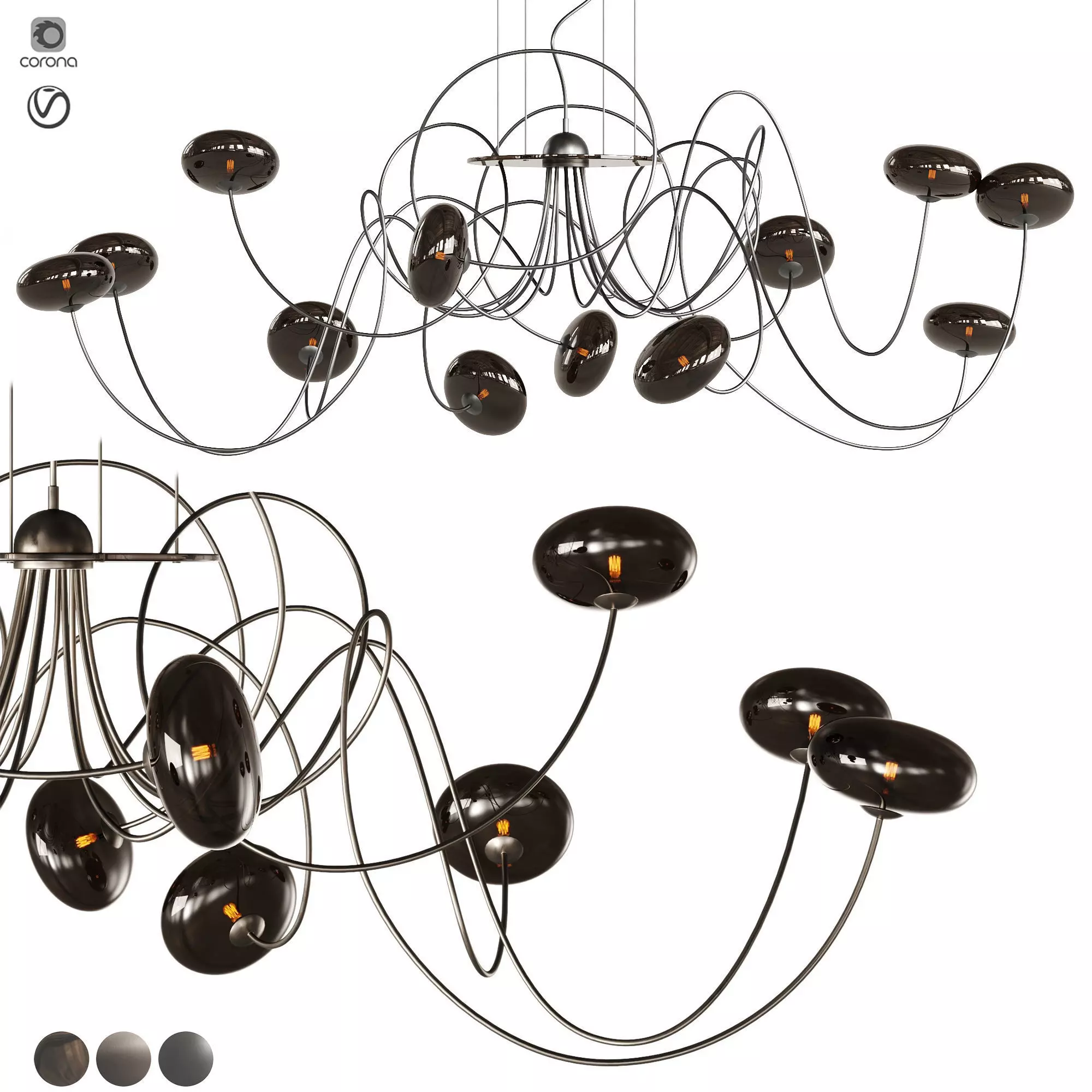 Cattelan Italia Oktopus 2023 Ceiling Lamp 3D model_0