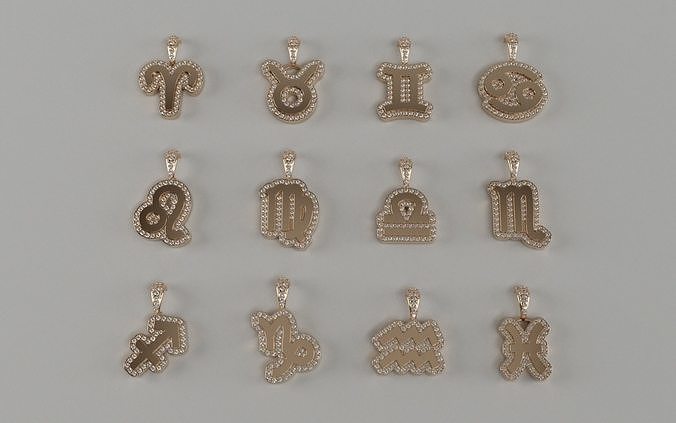 Zodiac Sign Pendant Bundle - Diamond Back - Plain 3D print model