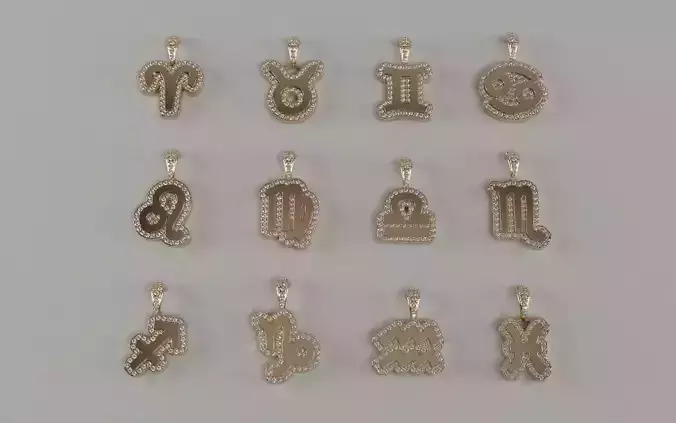 Zodiac Sign Pendant Bundle - Diamond Back - Plain