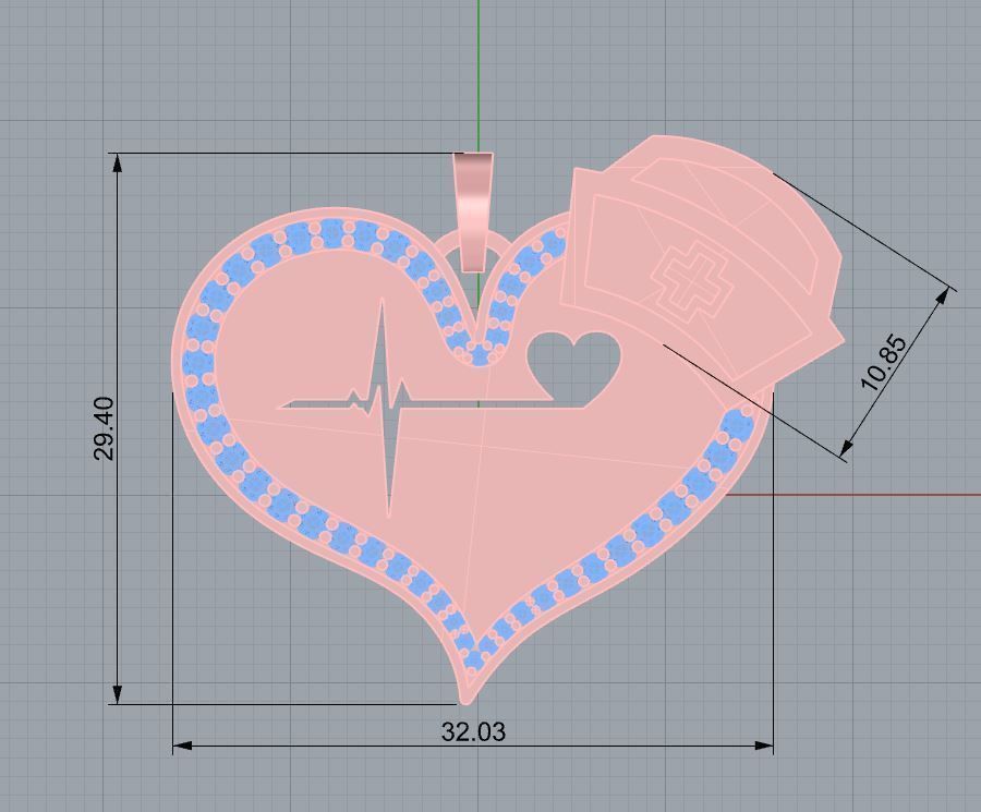 Heart pendant with Doctor style  fashion 3D print model_2
