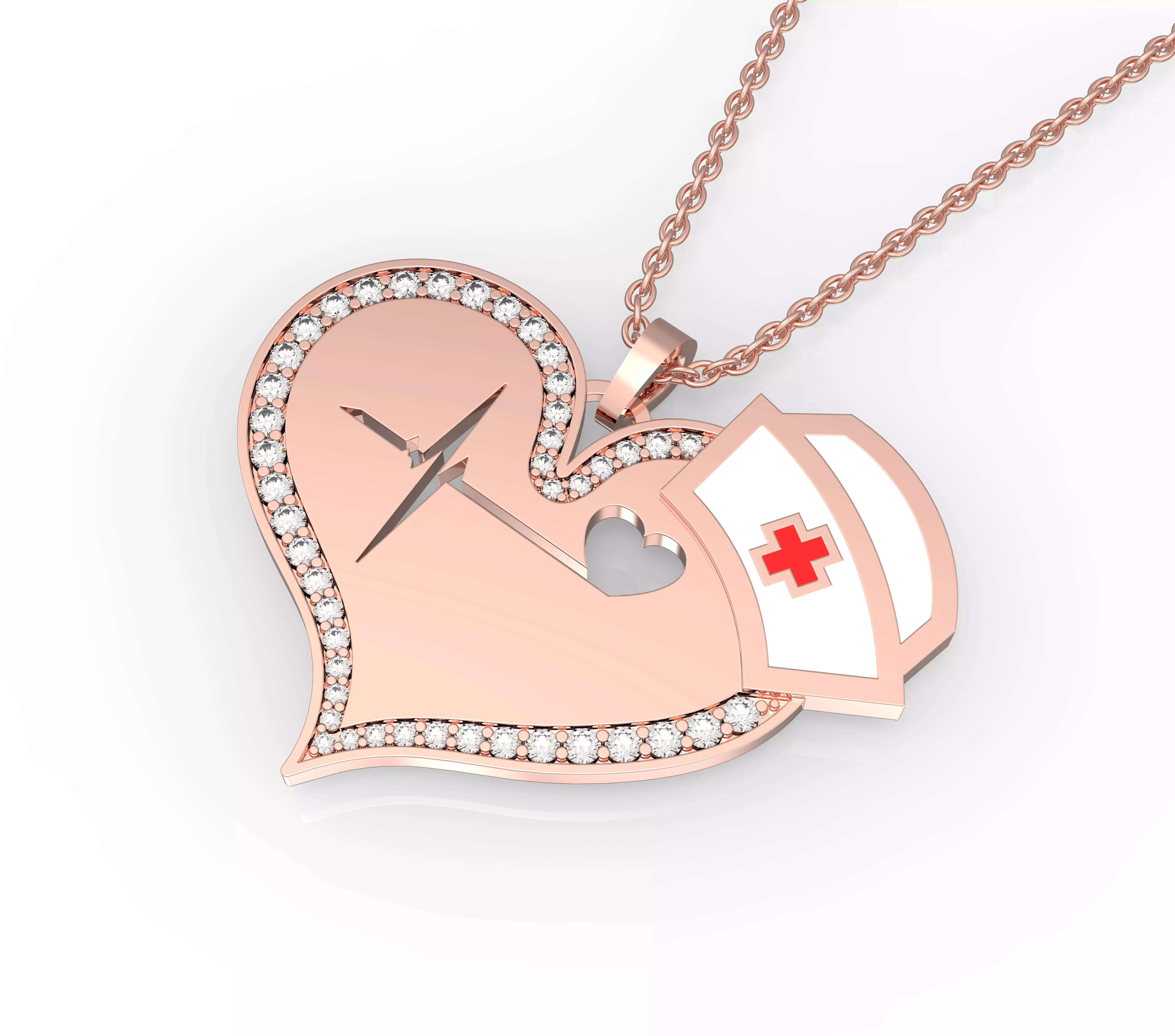 Heart pendant with Doctor style  fashion 3D print model_0