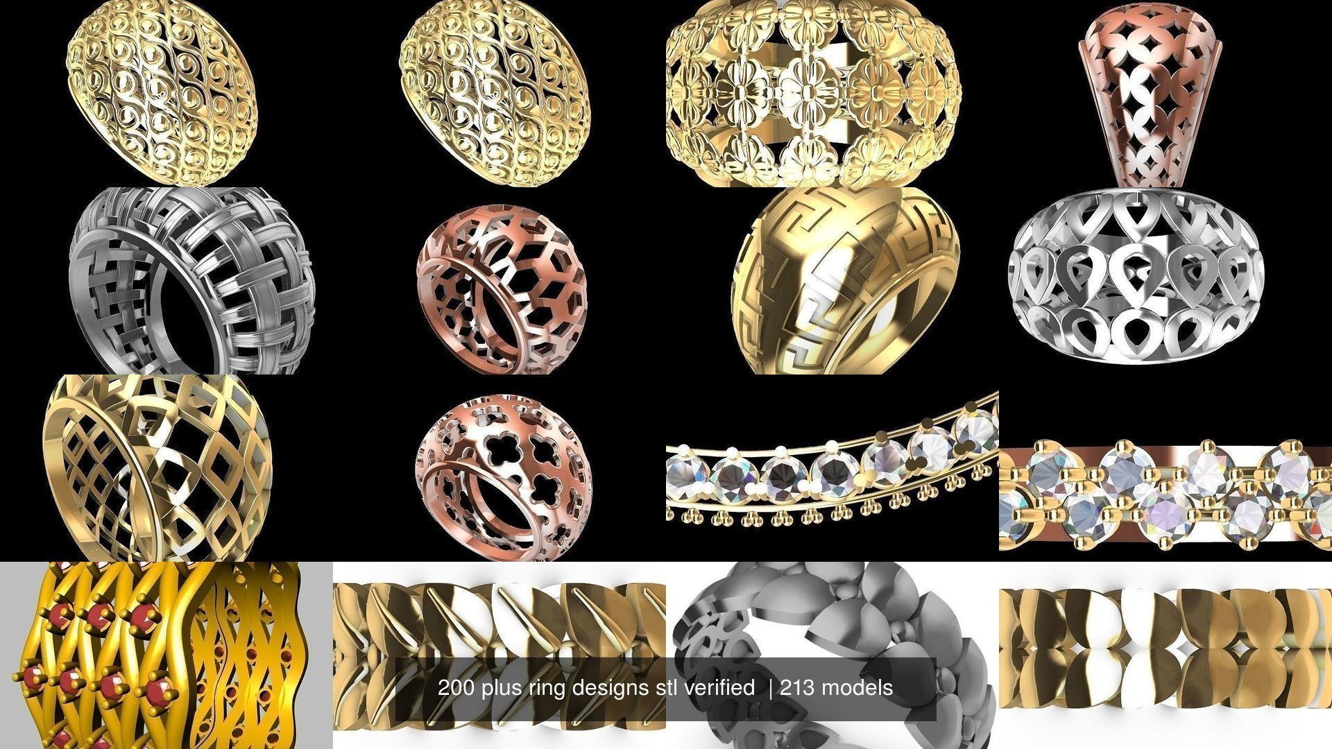 200 plus ring designs stl verified  3D Model Collection_66