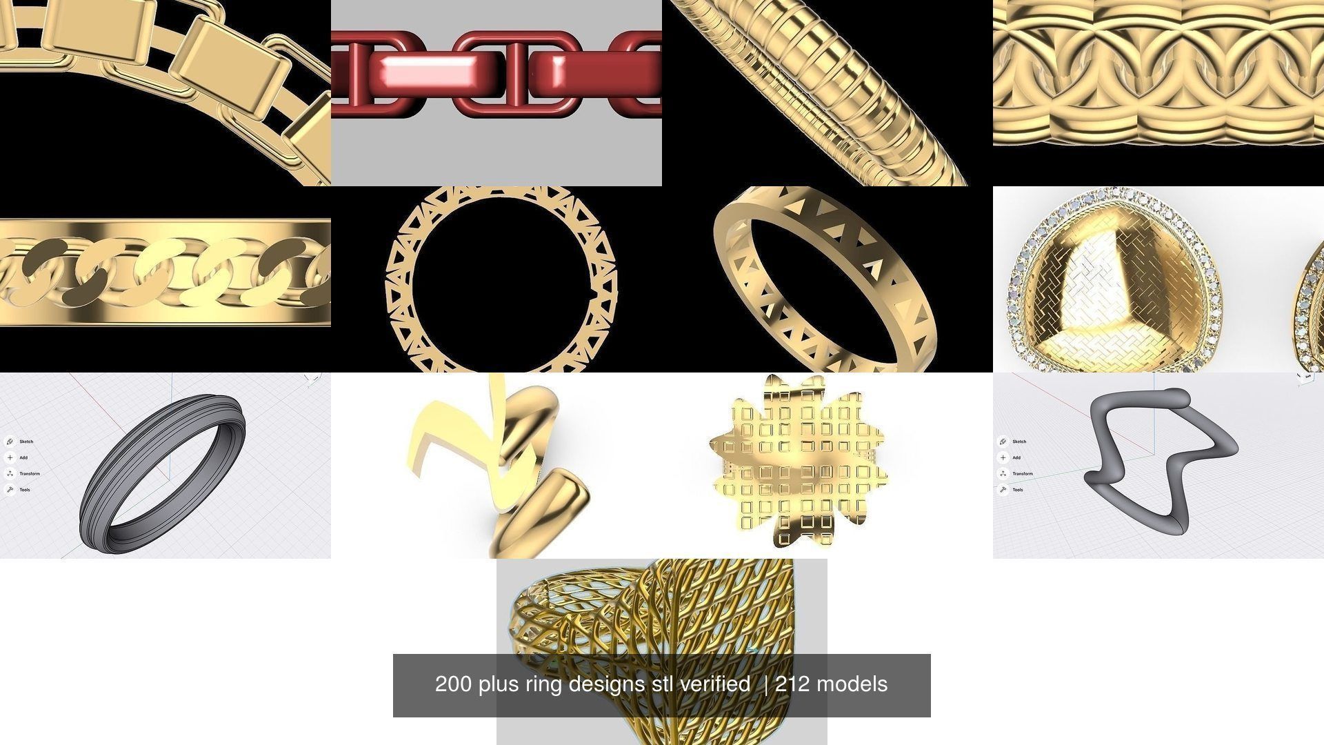 200 plus ring designs stl verified  3D Model Collection_59
