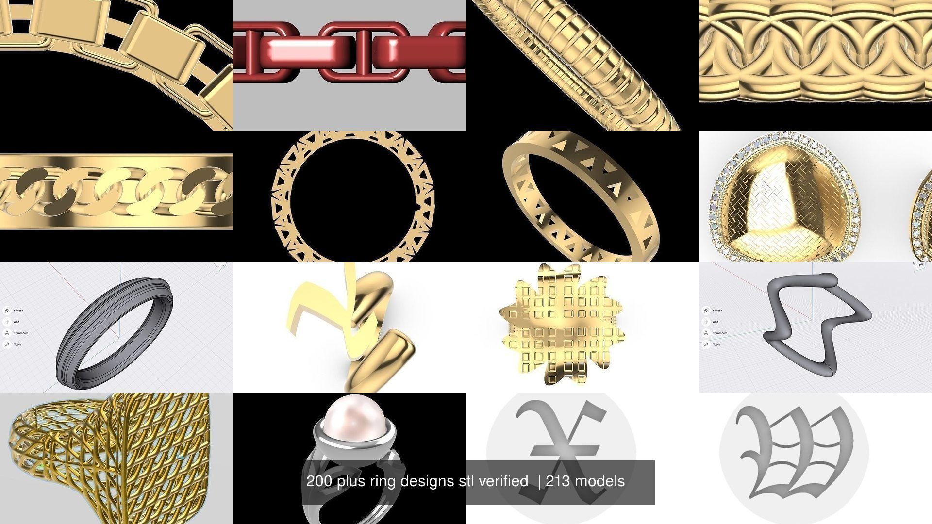 200 plus ring designs stl verified  3D Model Collection_56