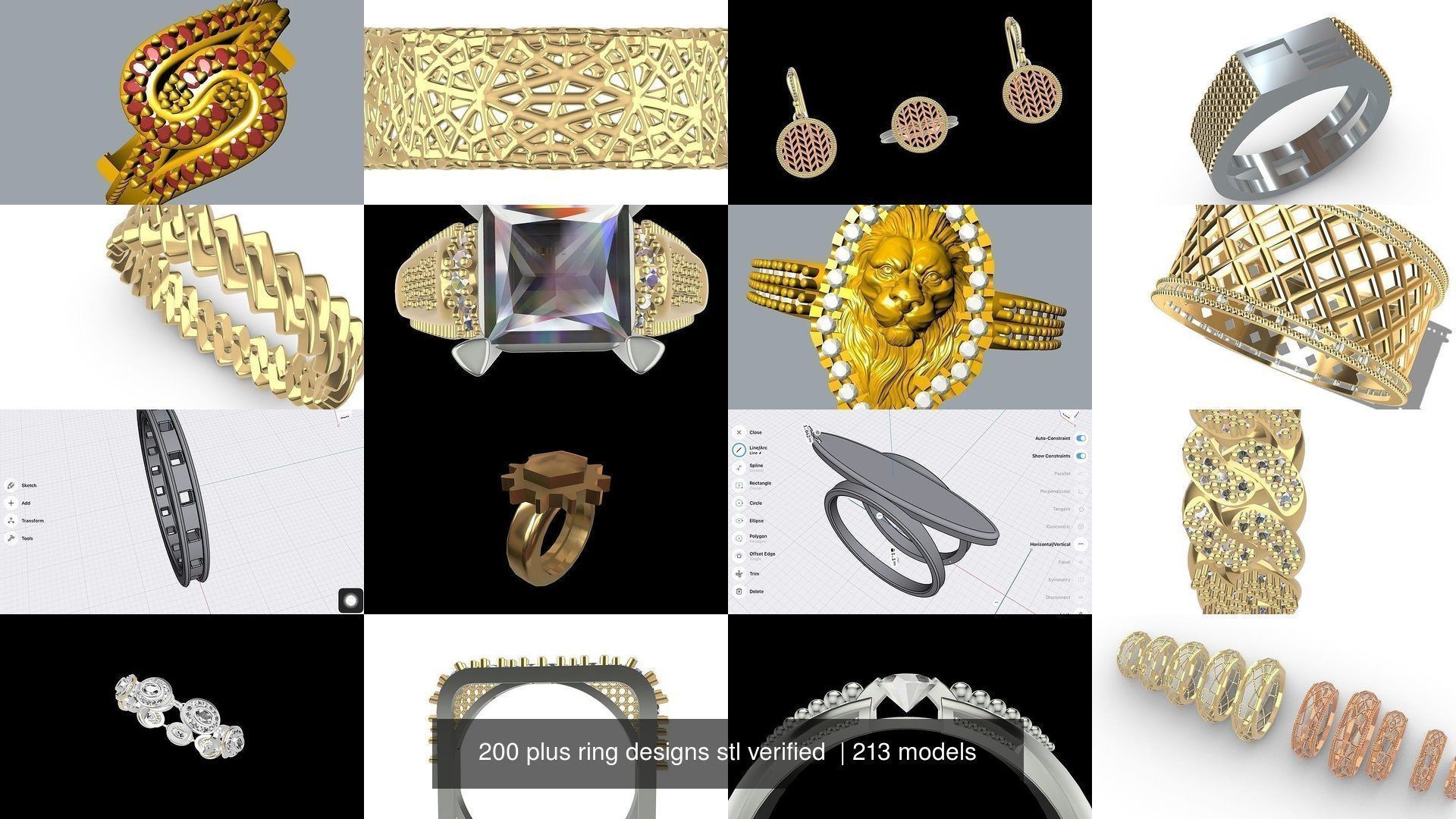 200 plus ring designs stl verified  3D Model Collection_37