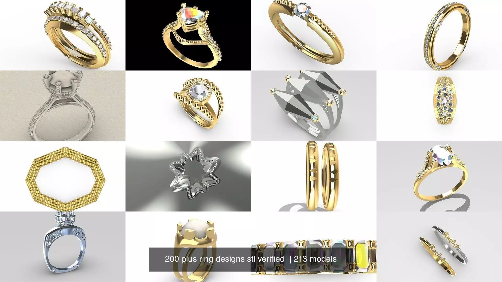 200 plus ring designs stl verified  3D Model Collection_0